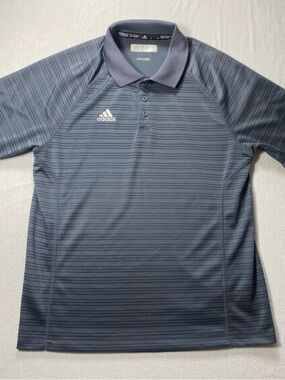 adidas Men's Gray Striped Climalite Polo